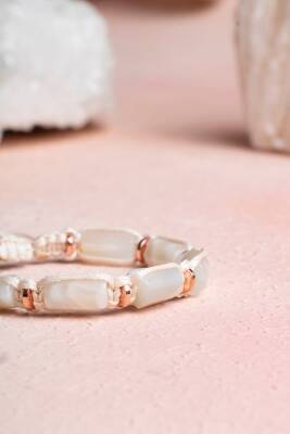 Sertifikalı Ay Taşı, Hematit Doğal Taş Makrome Bileklik - 2