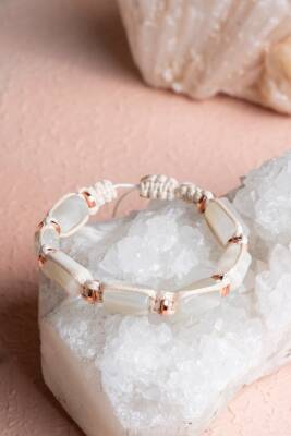 Sertifikalı Ay Taşı, Hematit Doğal Taş Makrome Bileklik - 3