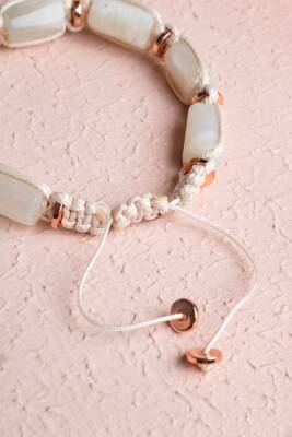 Sertifikalı Ay Taşı, Hematit Doğal Taş Makrome Bileklik - 4