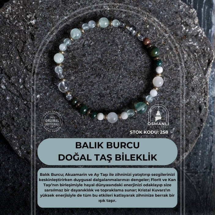 Sertifikalı Balık Burcu Doğal Taş Bileklik (SK:258) - 2