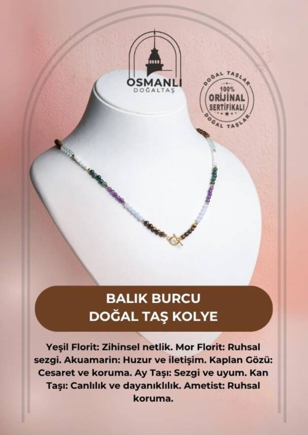 Sertifikalı Balık Burcu Doğal Taş Kolye - 2