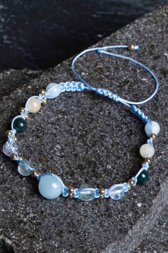 Sertifikalı Balık Burcu Doğal Taş Makrome Bileklik - 1