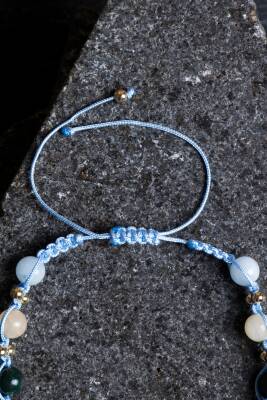 Sertifikalı Balık Burcu Doğal Taş Makrome Bileklik - 2