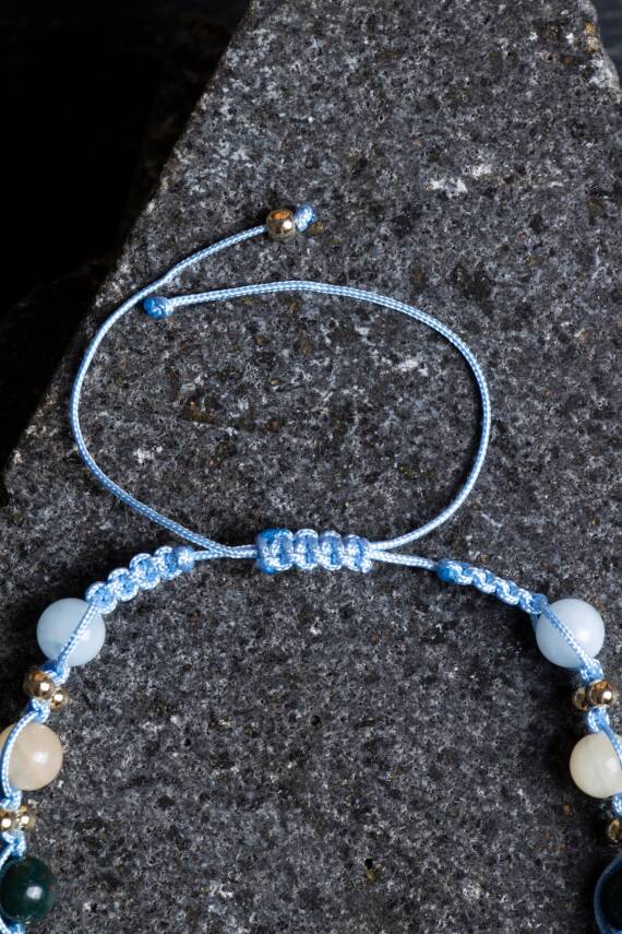 Sertifikalı Balık Burcu Doğal Taş Makrome Bileklik - 2