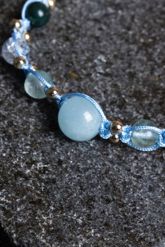 Sertifikalı Balık Burcu Doğal Taş Makrome Bileklik - 3