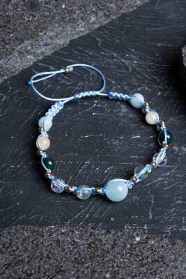 Sertifikalı Balık Burcu Doğal Taş Makrome Bileklik - 4