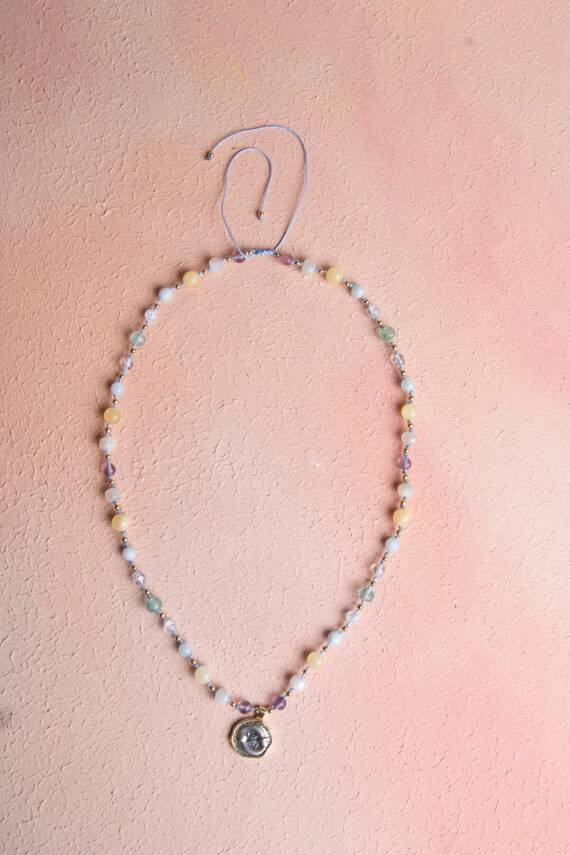 Sertifikalı Balık Burcu Doğal Taş Makrome Kolye - 3