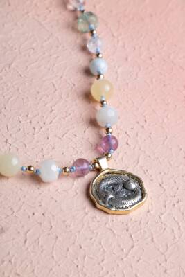 Sertifikalı Balık Burcu Doğal Taş Makrome Kolye - 4