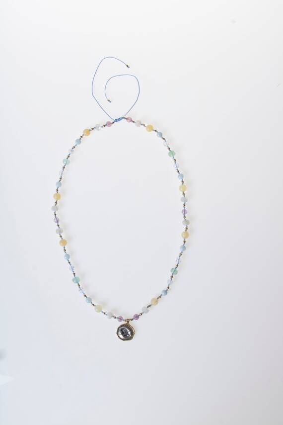 Sertifikalı Balık Burcu Doğal Taş Makrome Kolye - 5