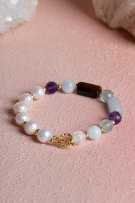 Sertifikalı Balık Burcu Gümüş Kapama Doğal Taş Bileklik (SK:265) - 3