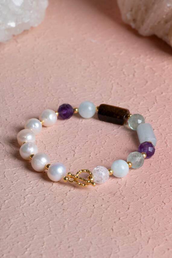 Sertifikalı Balık Burcu Gümüş Kapama Doğal Taş Bileklik (SK:265) - 3