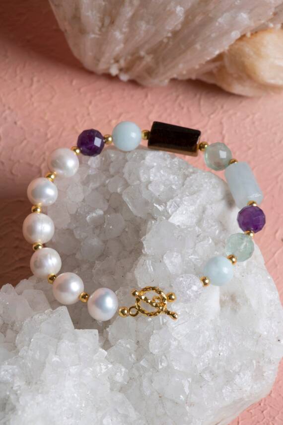 Sertifikalı Balık Burcu Gümüş Kapama Doğal Taş Bileklik (SK:265) - 5