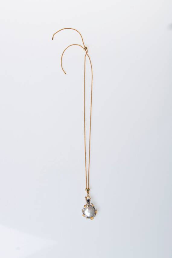 Sertifikalı Barok İnci Altın Kaplama Gümüş Özel Tasarım Doğal Taş Kolye - 2