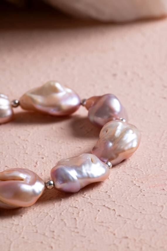 Sertifikalı Barok İnci Gümüş Kapama Doğal Taş Bileklik (SK:072) - 4