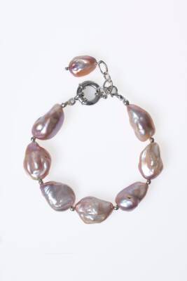 Sertifikalı Barok İnci Gümüş Kapama Doğal Taş Bileklik (SK:072) - 6