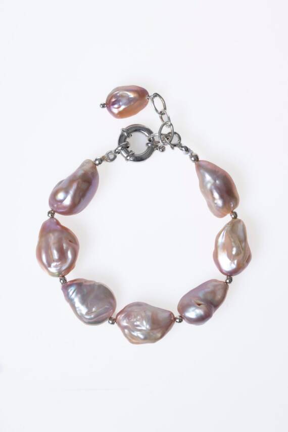 Sertifikalı Barok İnci Gümüş Kapama Doğal Taş Bileklik (SK:072) - 6