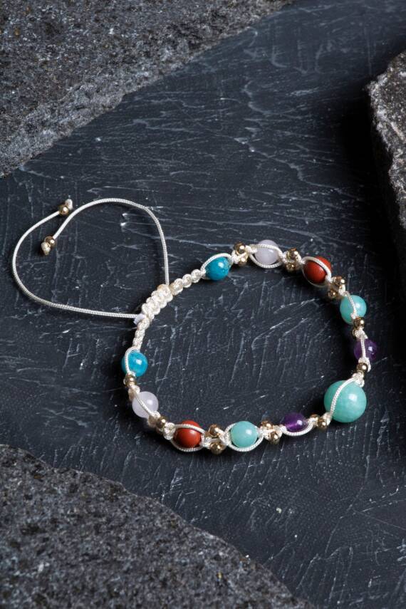 Sertifikalı Başak Burcu Doğal Taş Makrome Bileklik - 1