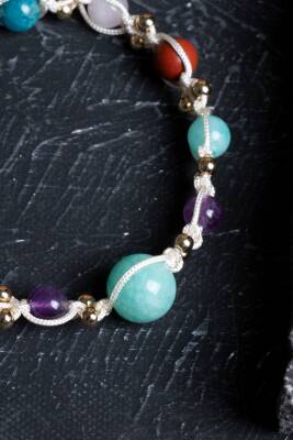 Sertifikalı Başak Burcu Doğal Taş Makrome Bileklik - 3