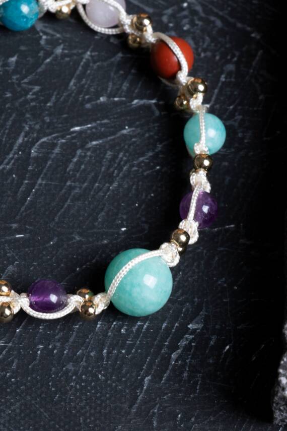 Sertifikalı Başak Burcu Doğal Taş Makrome Bileklik - 3