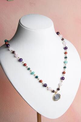 Sertifikalı Başak Burcu Doğal Taş Makrome Kolye - Osmanlı Doğal Taş