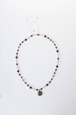 Sertifikalı Başak Burcu Doğal Taş Makrome Kolye - 5