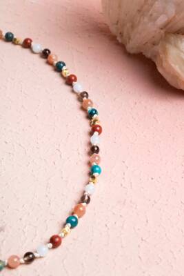 Sertifikalı Başak Burcu Gümüş Yıldızlı Doğal Taş Kolye - 3