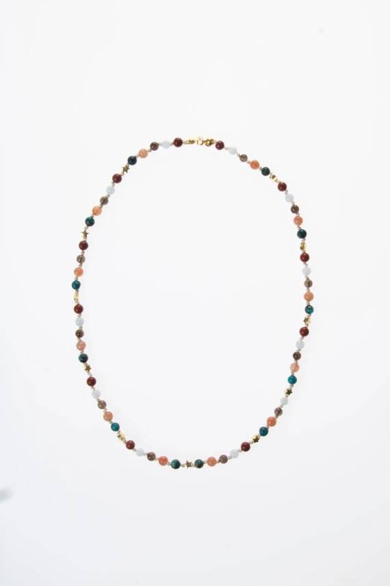 Sertifikalı Başak Burcu Gümüş Yıldızlı Doğal Taş Kolye - 4