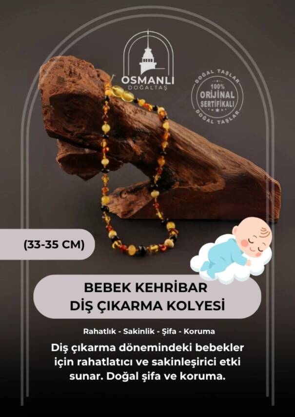 Sertifikalı Bebek Doğal Taş Kolye 33-35cm - 2