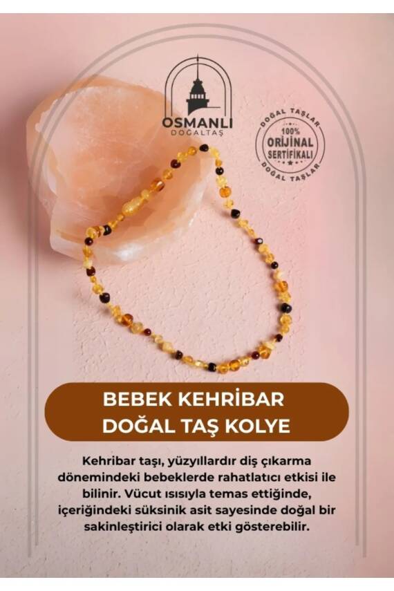 Sertifikalı Bebek Kehribar Doğal Taş Kolye - 2