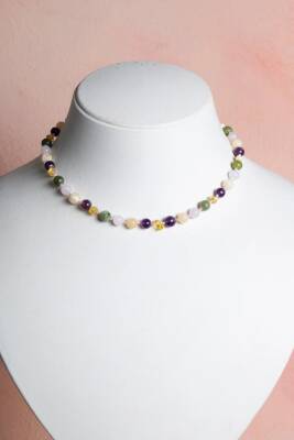 Sertifikalı Bebek Kehribar Kolye- Ametist-kehribar-kalsit-yeşim-pembe Kuvars - 3