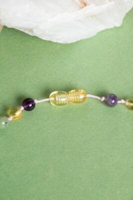 Sertifikalı Bebek Kehribar Kolye- Ametist-kehribar-kalsit-yeşim-pembe Kuvars - 5