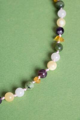 Sertifikalı Bebek Kehribar Kolye- Ametist-kehribar-kalsit-yeşim-pembe Kuvars - 6