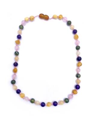 Sertifikalı Bebek Kehribar Kolye- Ametist-kehribar-kalsit-yeşim-pembe Kuvars - 2