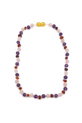 Sertifikalı Bebek Kehribar Kolye-ametist-kehribar-pembe Kuvars (33-35 CM) - 2