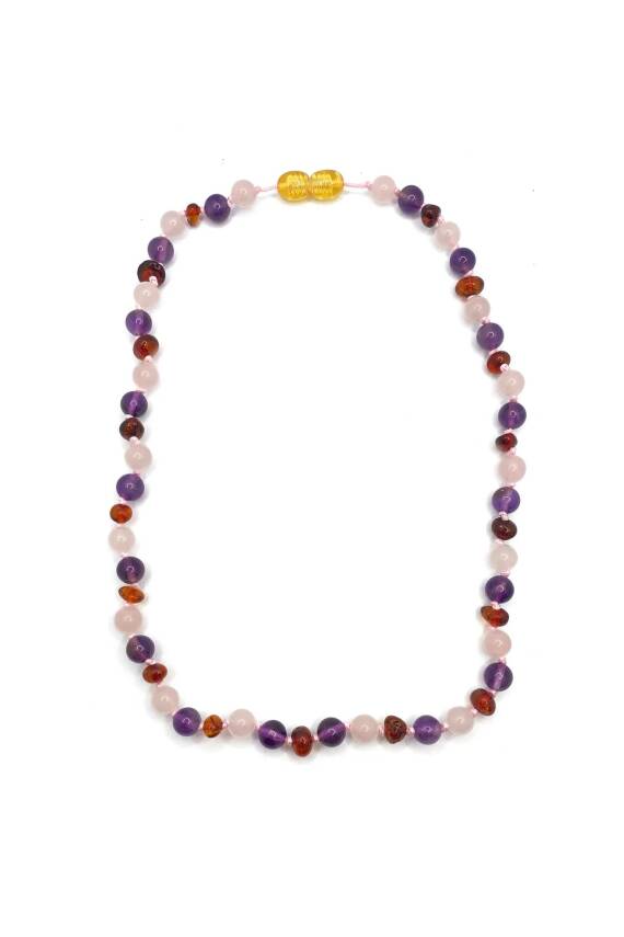 Sertifikalı Bebek Kehribar Kolye-ametist-kehribar-pembe Kuvars (33-35 CM) - 2