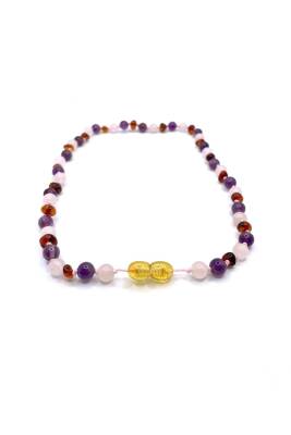 Sertifikalı Bebek Kehribar Kolye-ametist-kehribar-pembe Kuvars (33-35 CM) - 4