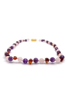 Sertifikalı Bebek Kehribar Kolye-ametist-kehribar-pembe Kuvars (33-35 CM) - 5