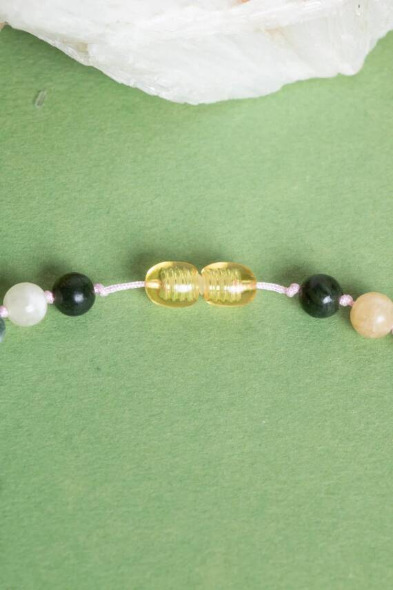 Sertifikalı Bebek Kehribar Kolye-Kehribar, Yeşim, Havlit, Kalsit, Hint Akik, Yosunlu Akik - 3