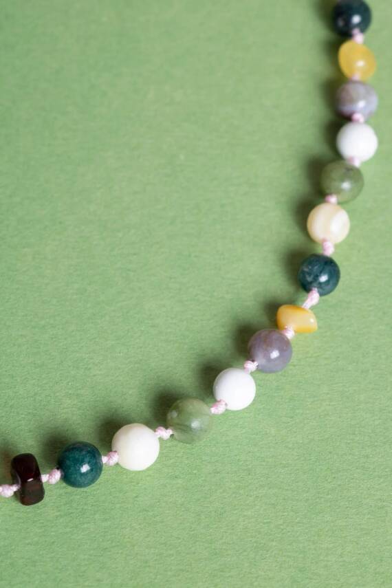 Sertifikalı Bebek Kehribar Kolye-Kehribar, Yeşim, Havlit, Kalsit, Hint Akik, Yosunlu Akik - 6