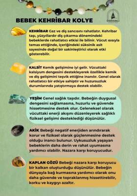 Sertifikalı Bebek Kehribar Kolye Kehribar - Yeşim - Kaplan Gözü - Kahve Göz Akik- Kalsit - 2