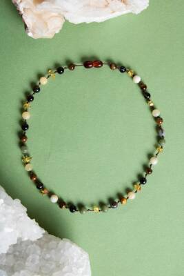 Sertifikalı Bebek Kehribar Kolye Kehribar - Yeşim - Kaplan Gözü - Kahve Göz Akik- Kalsit - 3