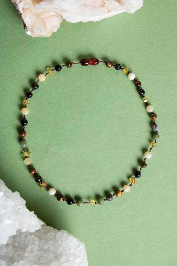 Sertifikalı Bebek Kehribar Kolye Kehribar - Yeşim - Kaplan Gözü - Kahve Göz Akik- Kalsit - 3