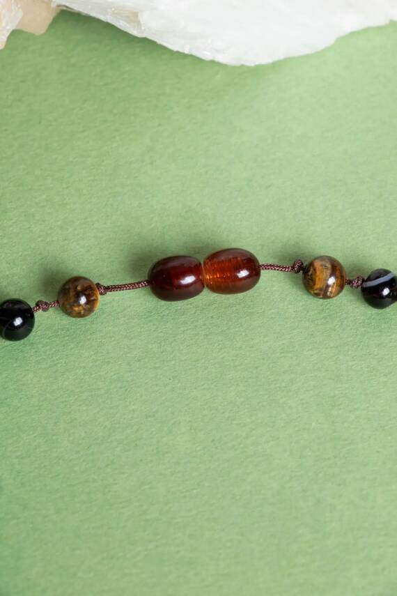 Sertifikalı Bebek Kehribar Kolye Kehribar - Yeşim - Kaplan Gözü - Kahve Göz Akik- Kalsit - 4