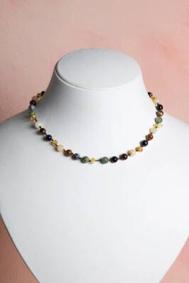 Sertifikalı Bebek Kehribar Kolye Kehribar - Yeşim - Kaplan Gözü - Kahve Göz Akik- Kalsit - 5