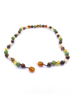 Sertifikalı Bebek Kehribar Kolye Kehribar - Yeşim - Kaplan Gözü - Kahve Göz Akik- Kalsit - 2