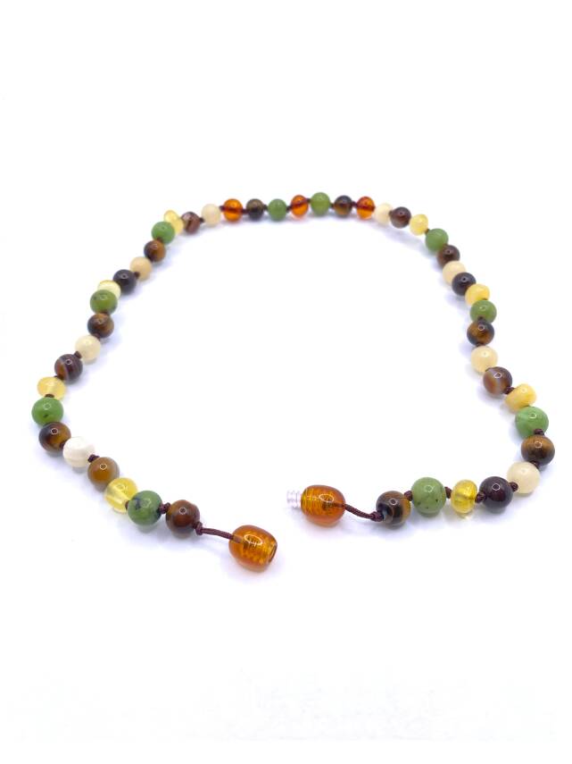 Sertifikalı Bebek Kehribar Kolye Kehribar - Yeşim - Kaplan Gözü - Kahve Göz Akik- Kalsit - 2