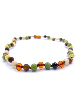 Sertifikalı Bebek Kehribar Kolye Kehribar - Yeşim - Kaplan Gözü - Kahve Göz Akik- Kalsit - 3