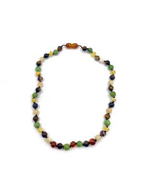 Sertifikalı Bebek Kehribar Kolye Kehribar - Yeşim - Kaplan Gözü - Kahve Göz Akik- Kalsit - 4