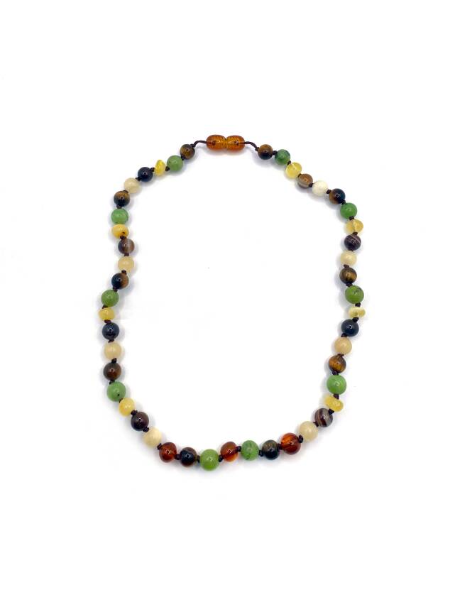 Sertifikalı Bebek Kehribar Kolye Kehribar - Yeşim - Kaplan Gözü - Kahve Göz Akik- Kalsit - 4