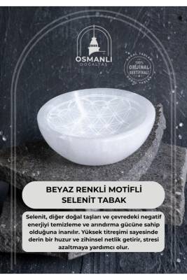 Sertifikalı Beyaz Motifli Selenit Tabak - Osmanlı Doğal Taş